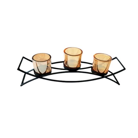 3 cup metal candle holder